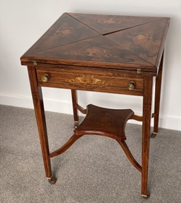 Antique small wooden desk that has been restored and repolished by Kilmister Furniture Restoration.