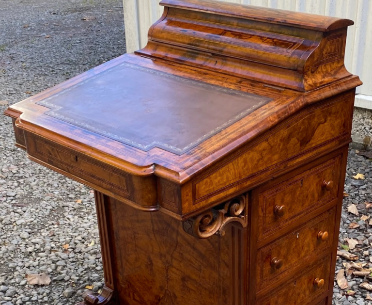 Antique Davenport compact writing desk that has been French polished by Kilmister Furniture Restoration.
