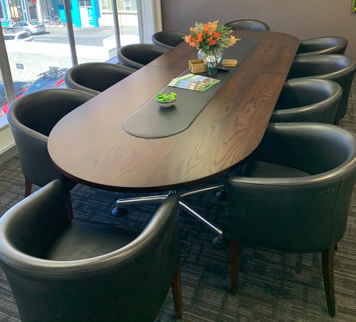 Boardroom table restored by Kilmister Furniture Restoration.